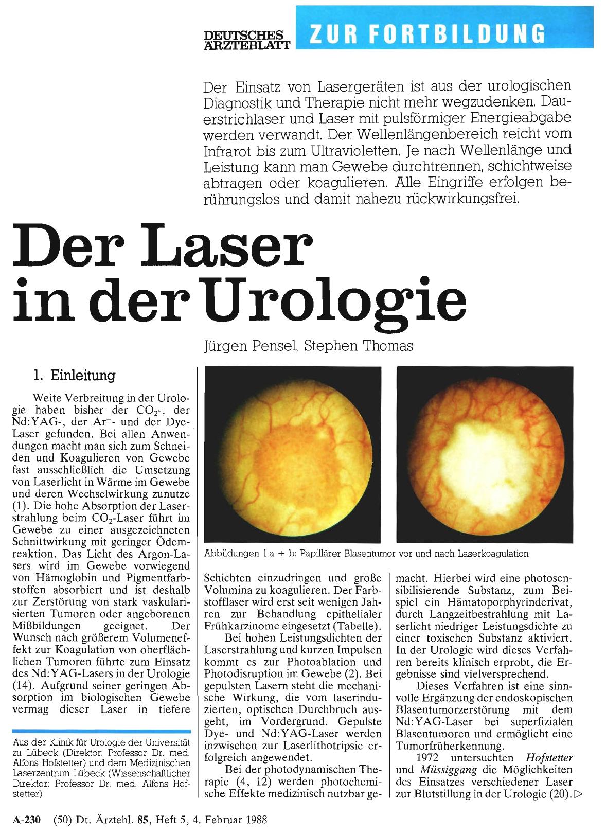Vorschauseite 1: Der Laser in der Urologie