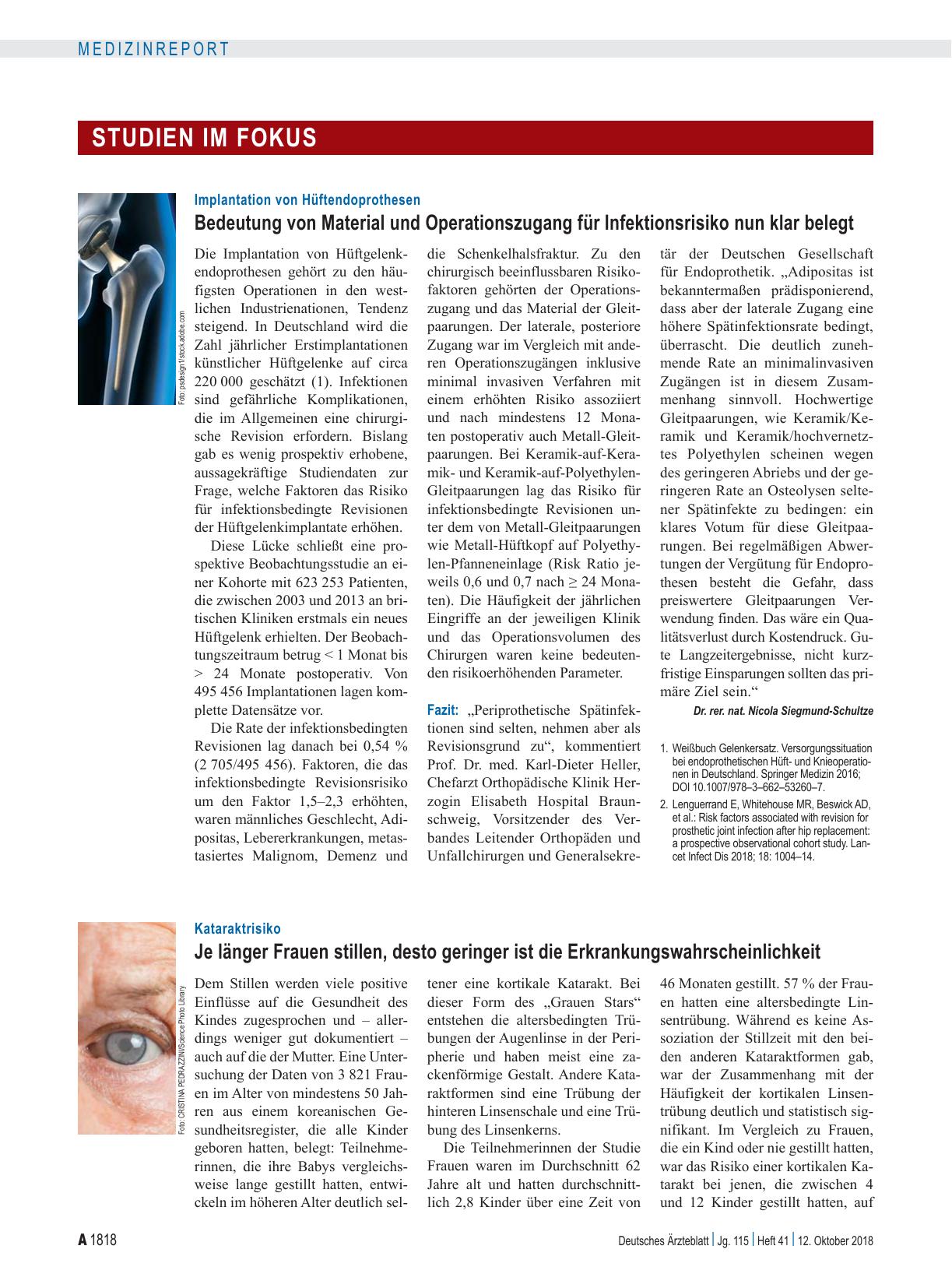 Vorschauseite 1: Kataraktrisiko: Je länger Frauen stillen, desto geringer ist die Erkrankungswahrscheinlichkeit
