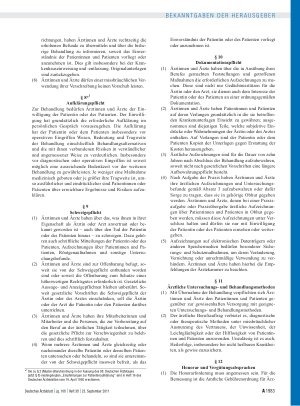 Vorschauseite 4: (Muster-)Berufsordnung für die in Deutschland tätigen Ärztinnen und Ärzte – MBO-Ä 1997 – * in der Fassung der Beschlüsse des 114. Deutschen Ärztetages 2011 in Kiel