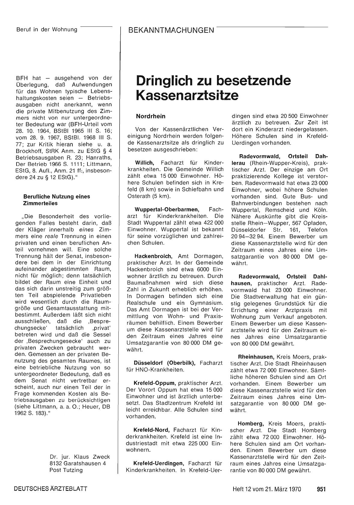 Vorschauseite 1: Dringlich zu besetzende Kassenarztsitze