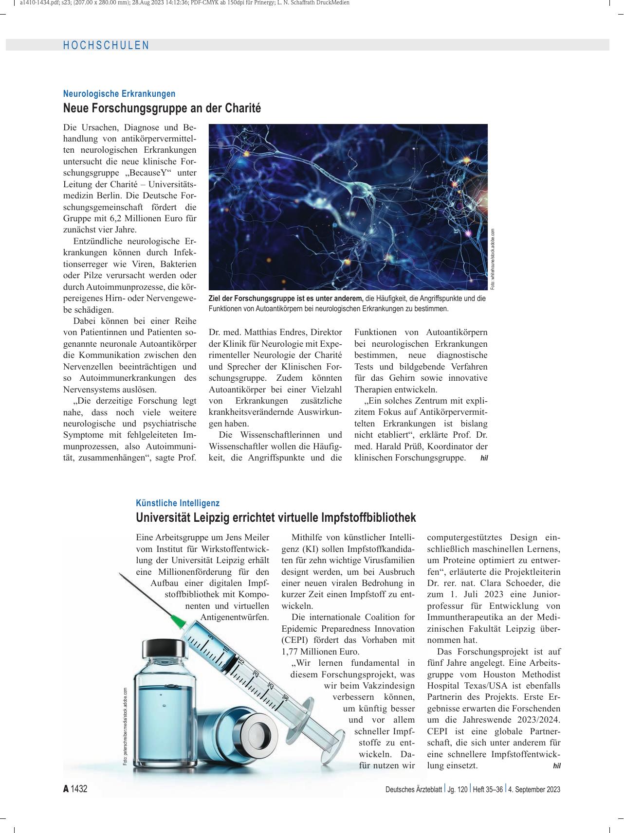 Vorschauseite 1: Künstliche Intelligenz: Universität Leipzig errichtet virtuelle Impfstoffbibliothek