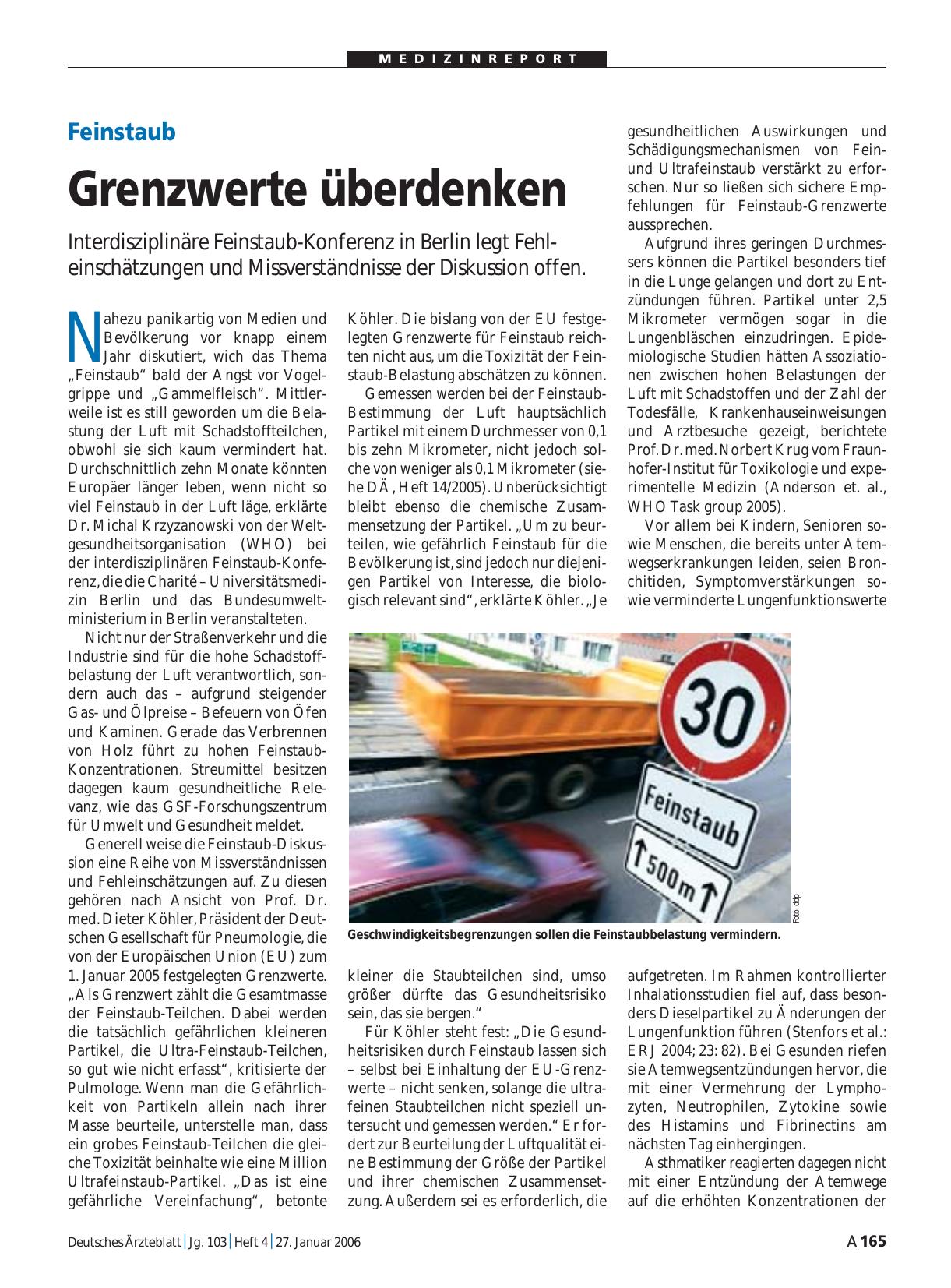Vorschauseite 1: Feinstaub: Grenzwerte überdenken
