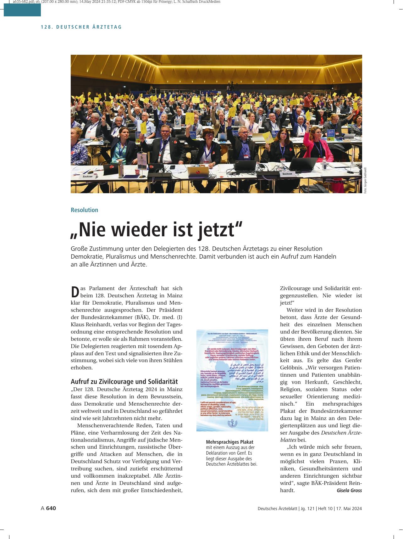 Vorschauseite 1: Resolution: „Nie wieder ist jetzt“