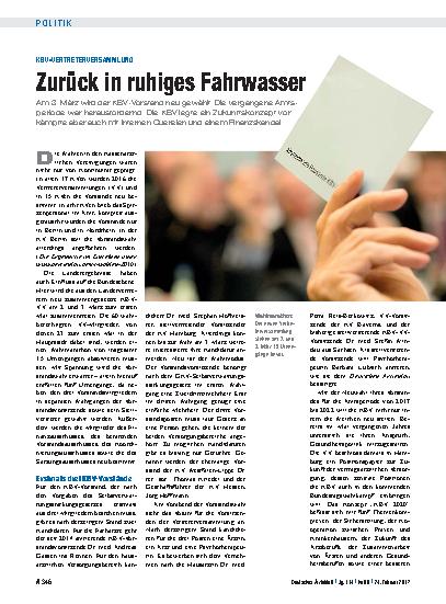 Vorschauseite 1: KBV-Vertreterversammlung: Zurück in ruhiges Fahrwasser