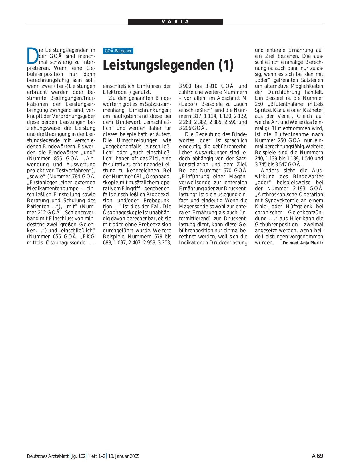 Vorschauseite 1: Leistungslegenden (1)