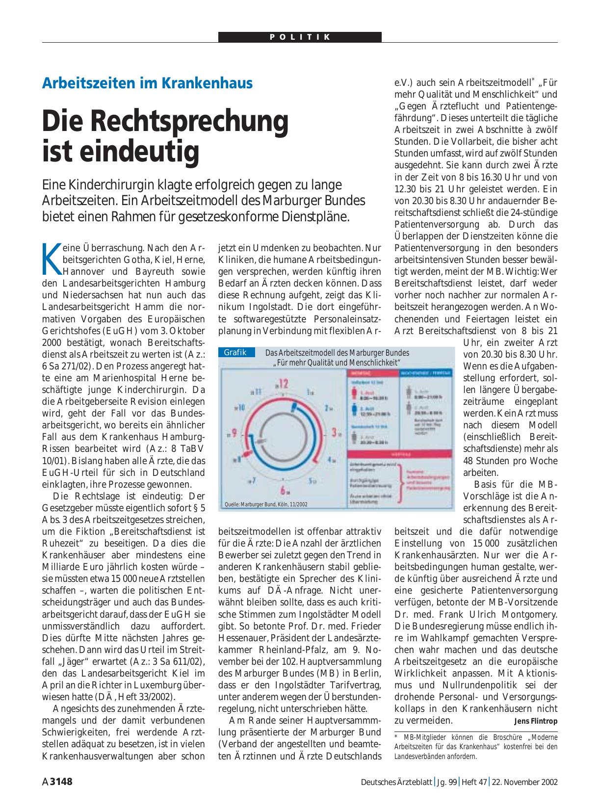 Vorschauseite 1: Arbeitszeiten im Krankenhaus: Die Rechtsprechung ist eindeutig