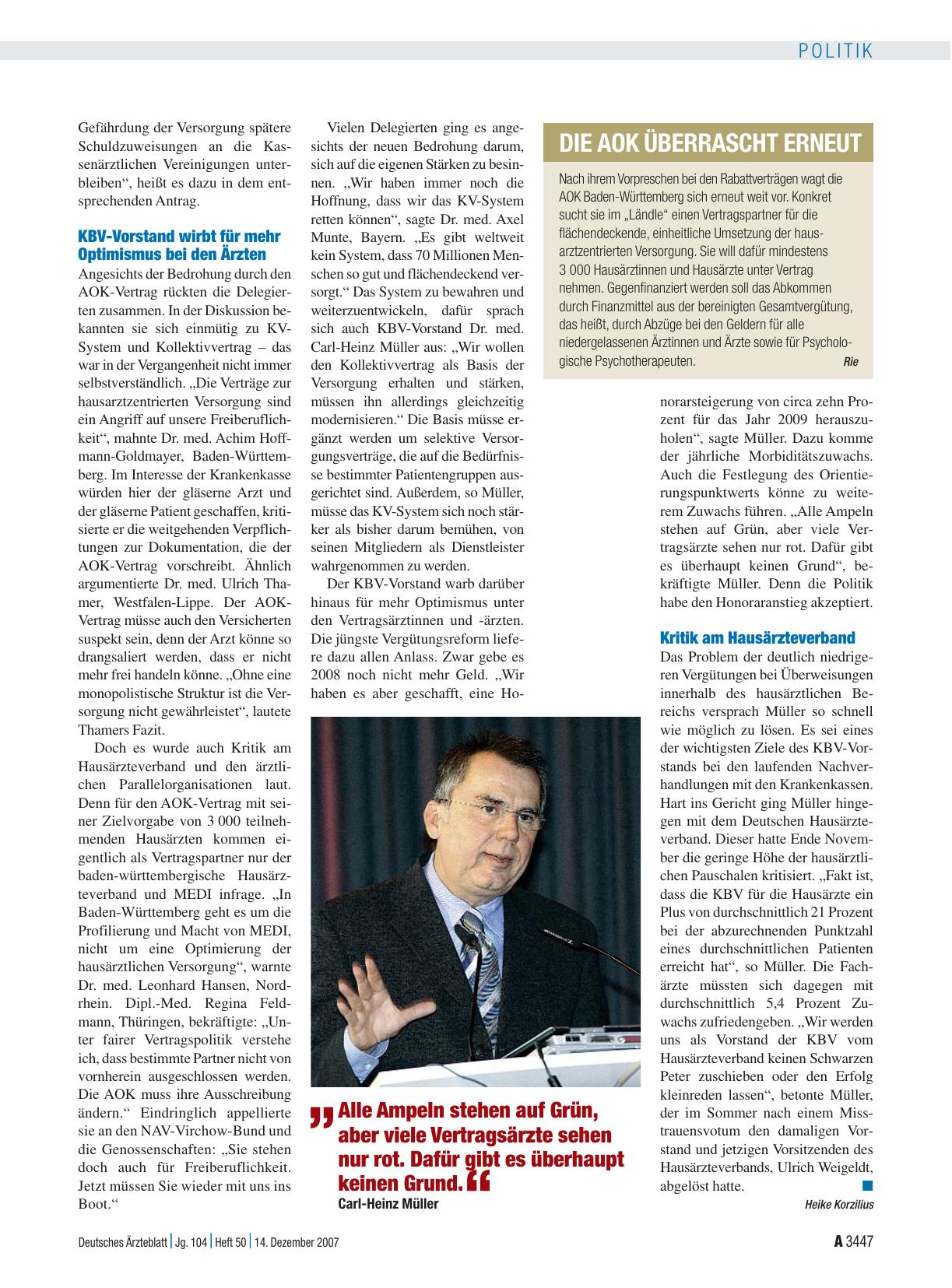 Vorschauseite 1: Die AOK überrascht erneut