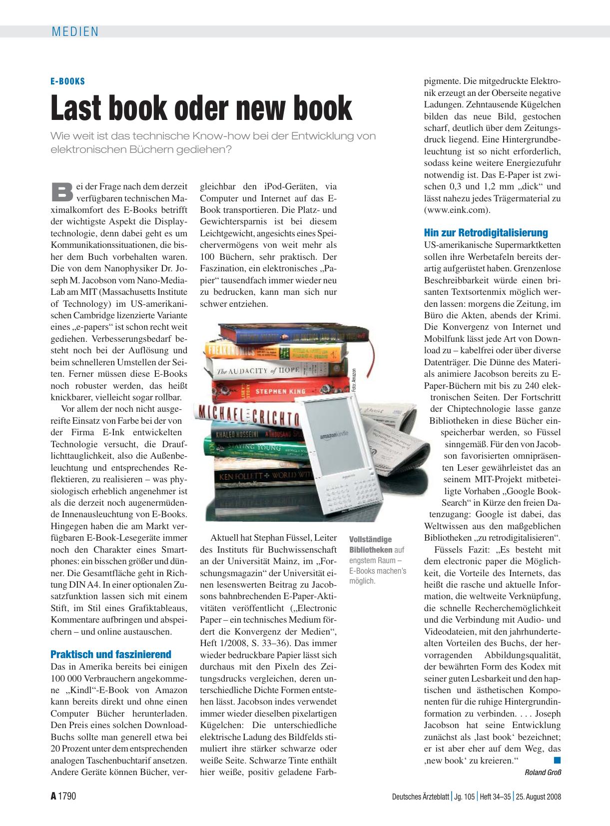 Vorschauseite 1: E-Books: Last book oder new book