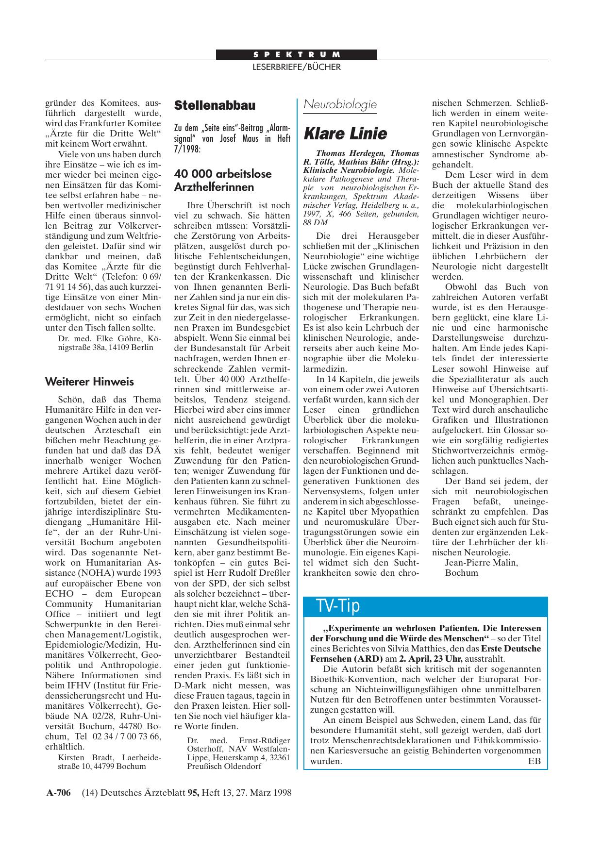 Vorschauseite 1: TV-Tip