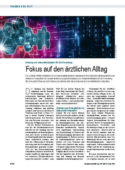 Vorschauseite 1: Nutzung von Gesundheitsdaten für die Forschung: Fokus auf den ärztlichen Alltag
