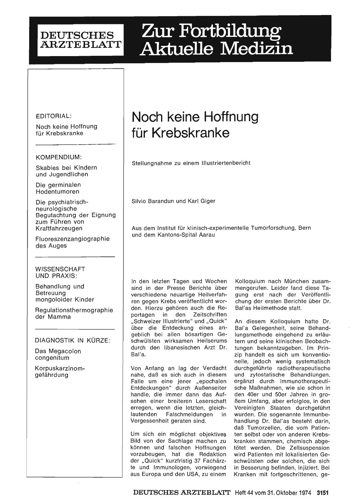 Vorschauseite 1: Noch keine Hoffnung für Krebskranke