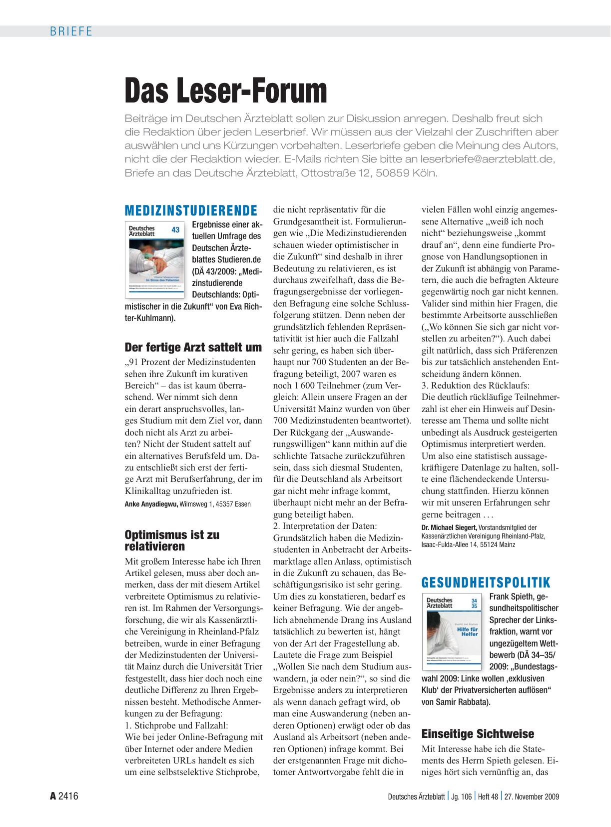 Vorschauseite 1: Medizinstudierende: Der fertige Arzt sattelt um