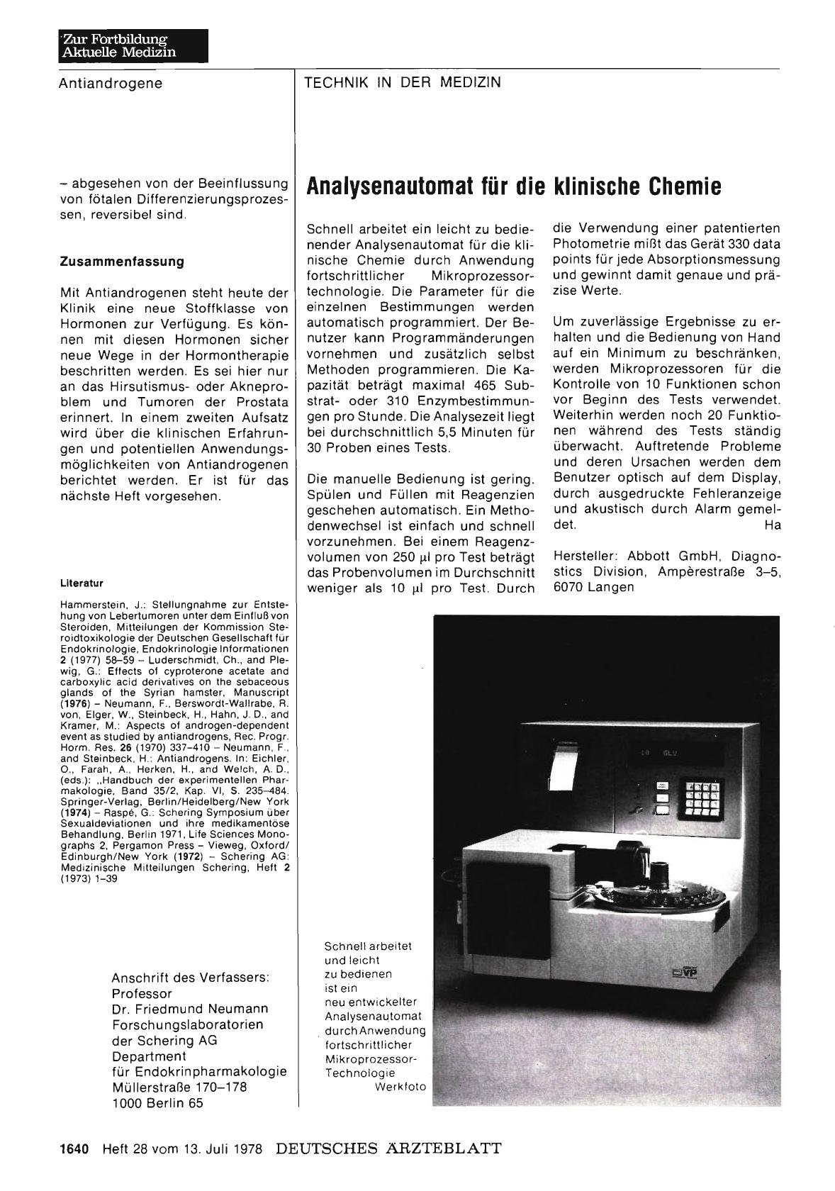 Vorschauseite 1: Analysenautomat für die klinische Chemie