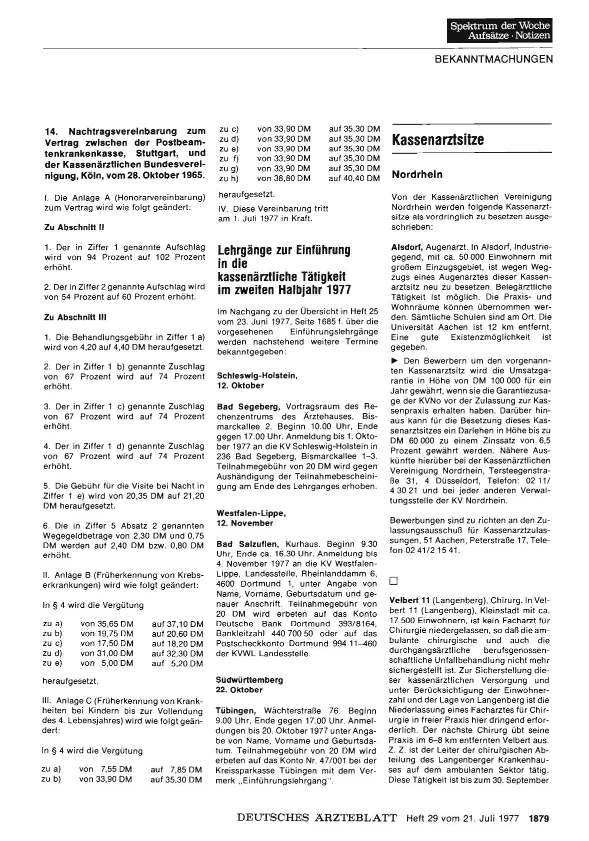 Vorschauseite 1: KASSENÄRZTLICHE BUNDESVEREINIGUNG: Kassenarztsitze
