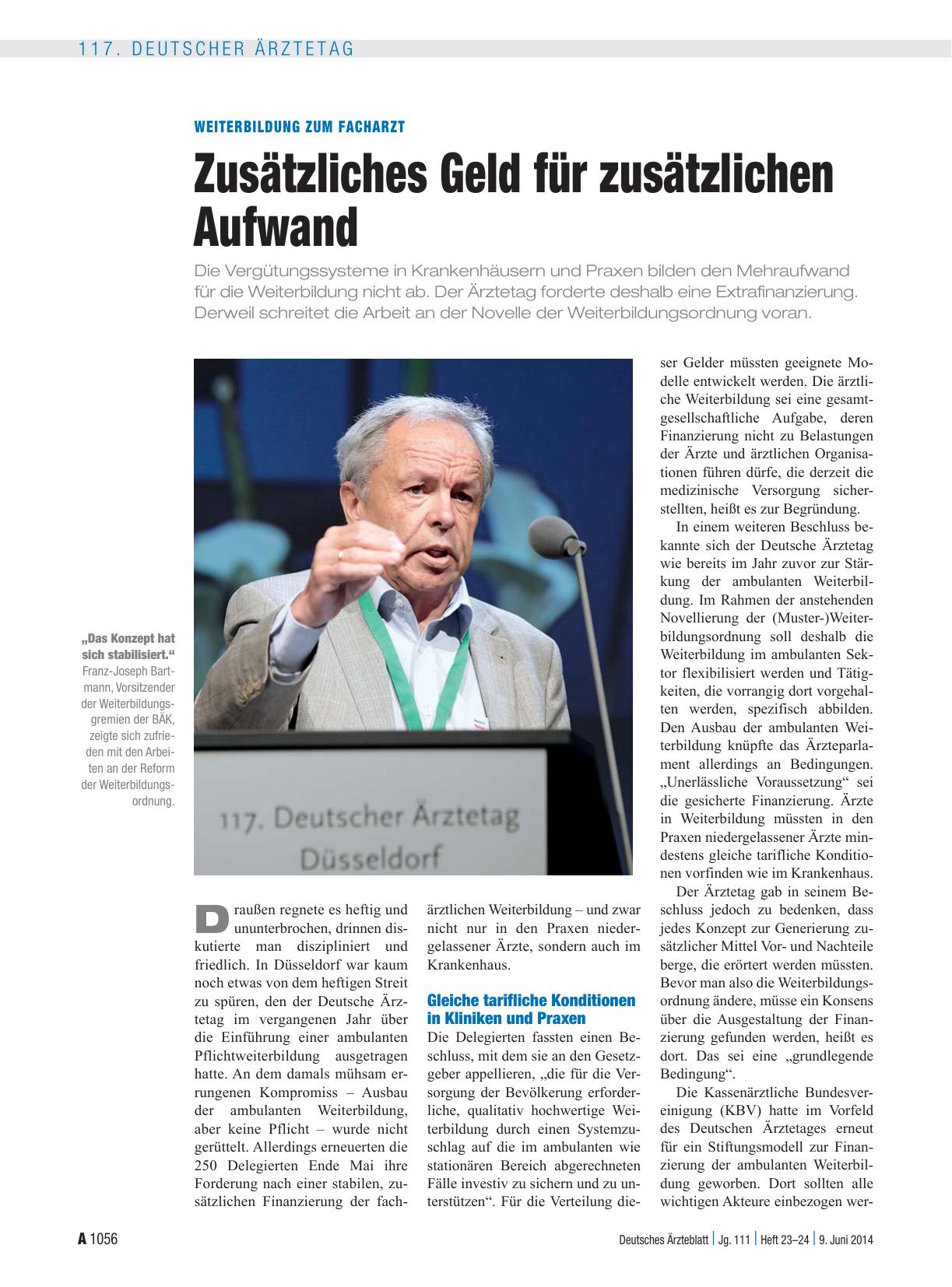 Vorschauseite 1: Weiterbildung zum Facharzt: Zusätzliches Geld für zusätzlichen Aufwand
