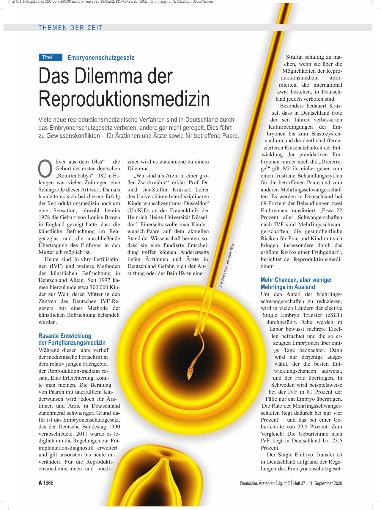 Vorschauseite 1: Embryonenschutzgesetz: Das Dilemma der Reproduktionsmedizin