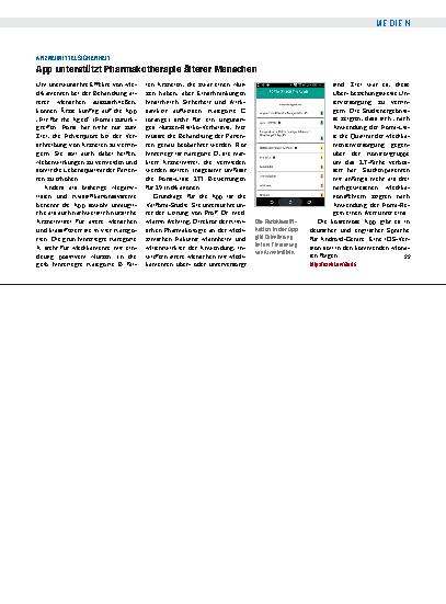 Vorschauseite 1: Arzneimittelsicherheit: App unterstützt Pharmakotherapie älterer Menschen