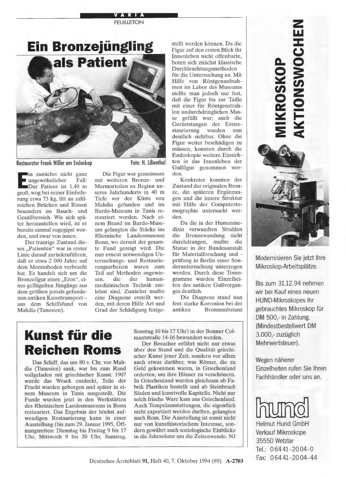 Vorschauseite 1: Ein Bronzejüngling als Patient