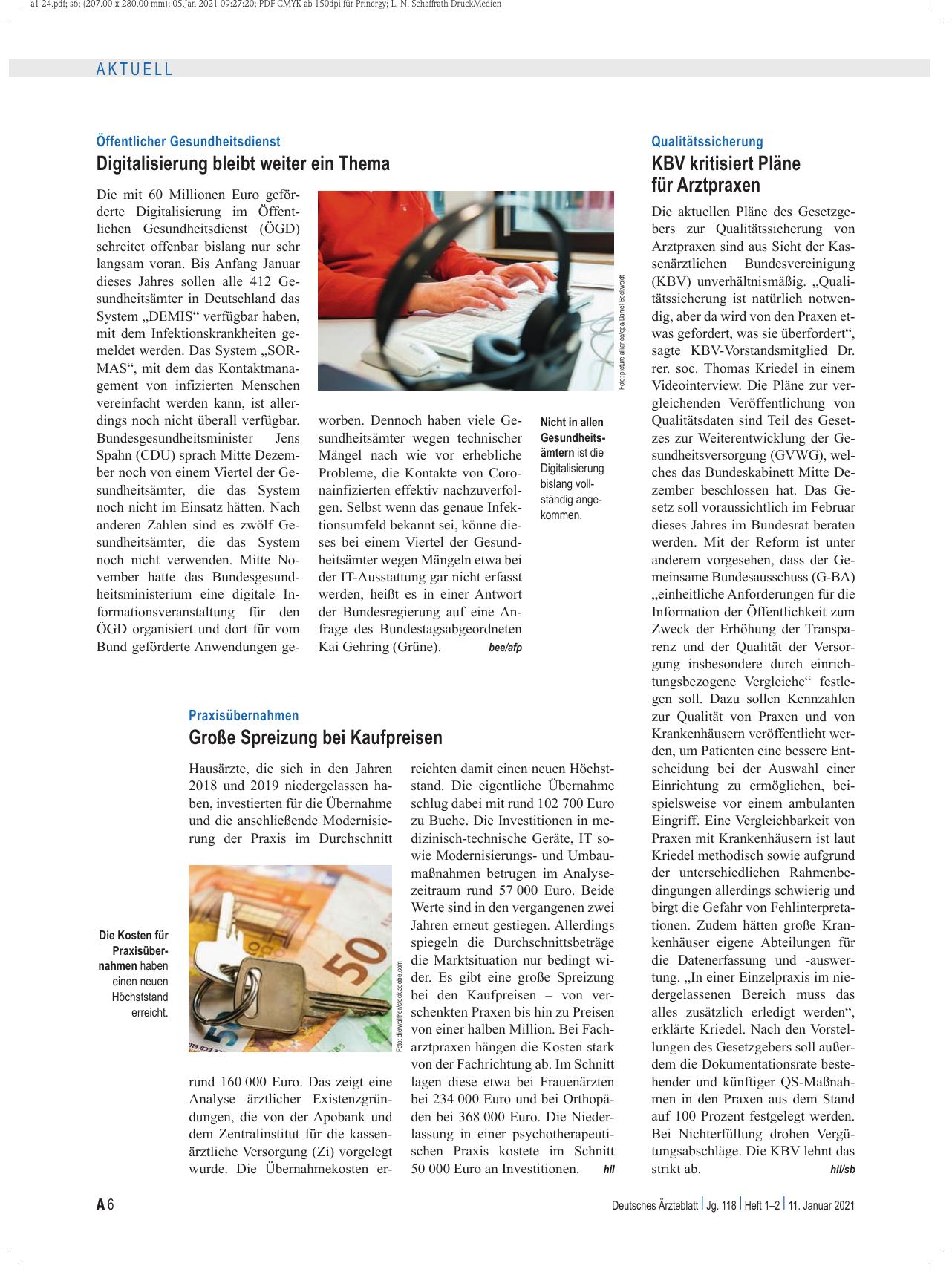 Vorschauseite 1: Praxisübernahmen: Große Spreizung bei Kaufpreisen