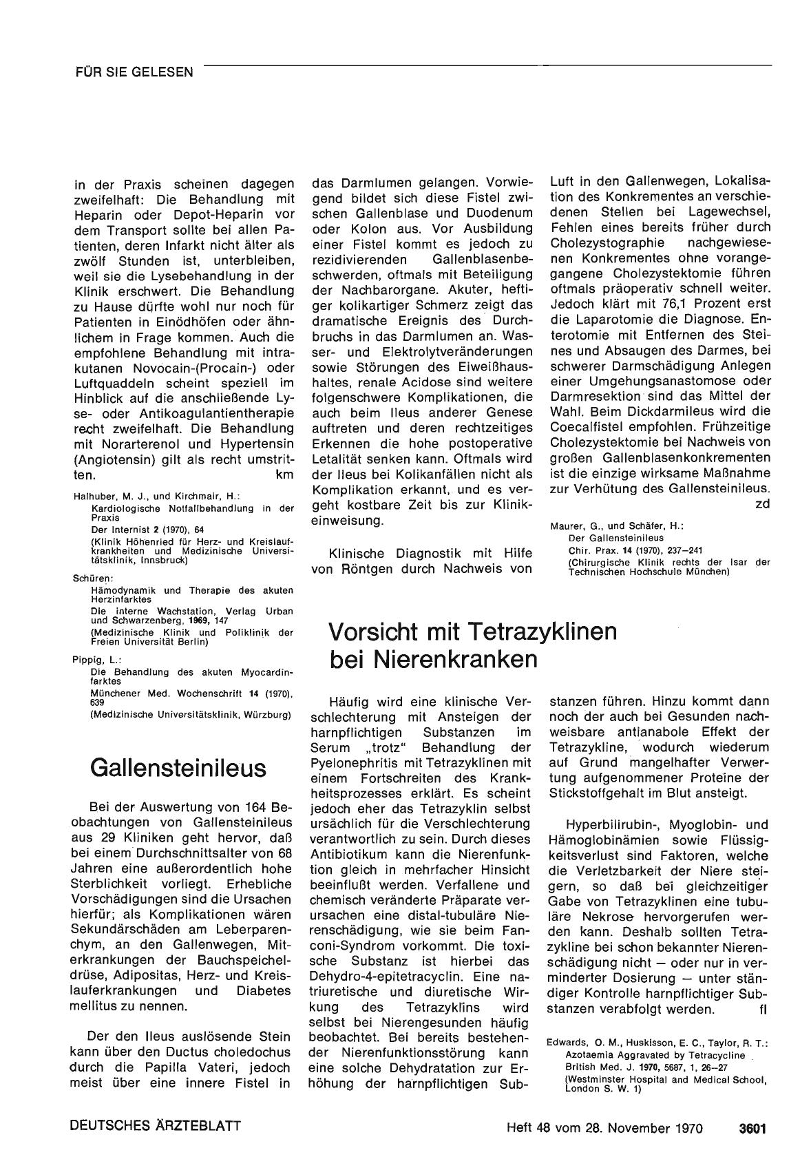Vorschauseite 1: Vorsicht mit Tetrazyklinen bei Nierenkranken