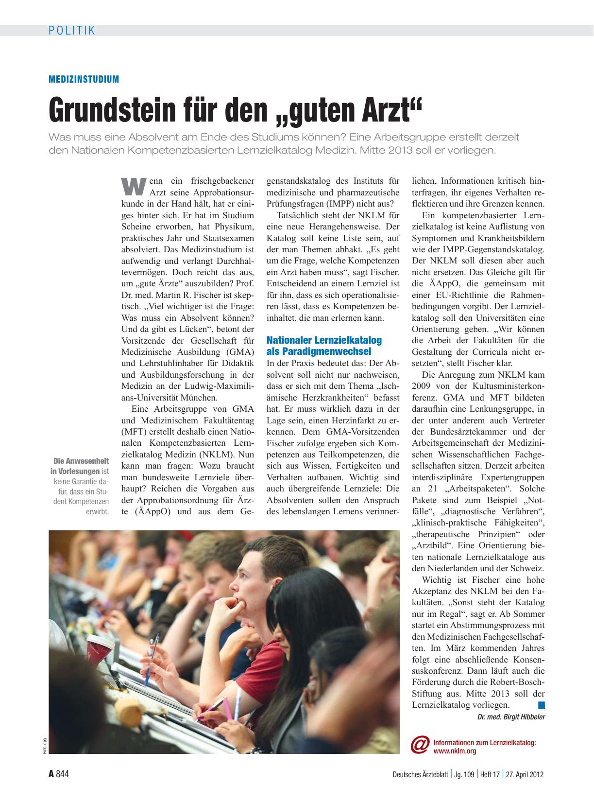 Vorschauseite 1: Medizinstudium: Grundstein für den „guten Arzt“