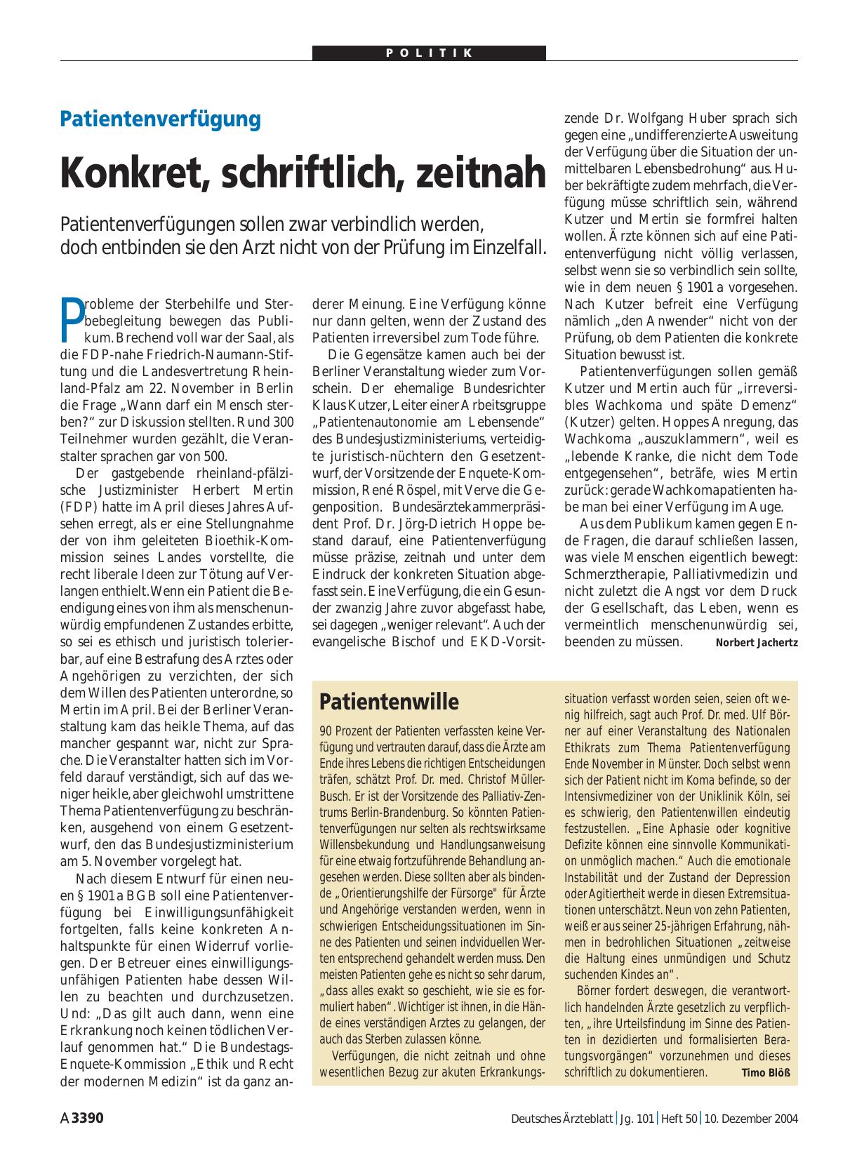 Vorschauseite 1: Patientenwille