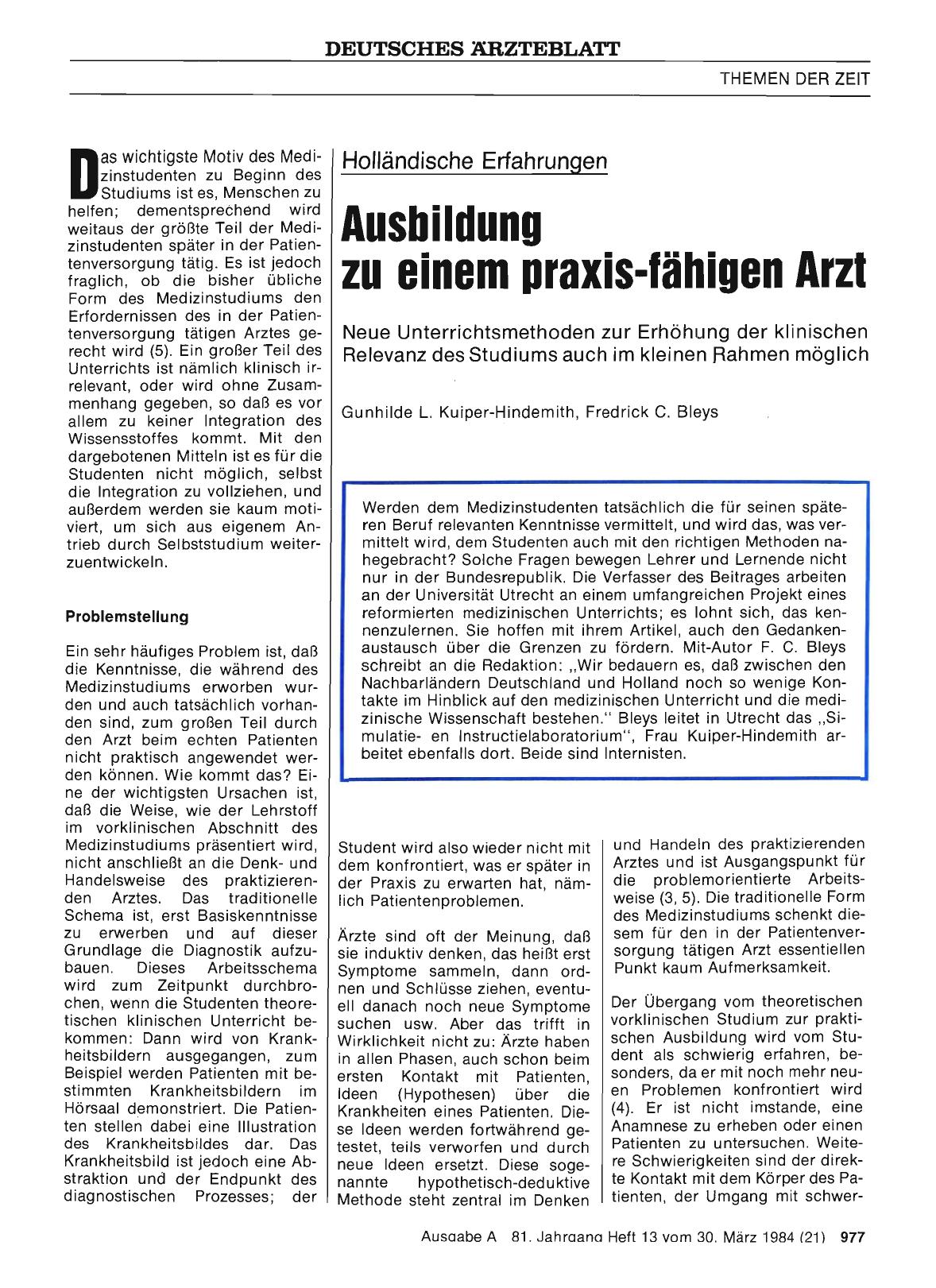 Vorschauseite 1: Holländische Erfahrungen: Ausbildung zu einem praxis-fähigen Arzt