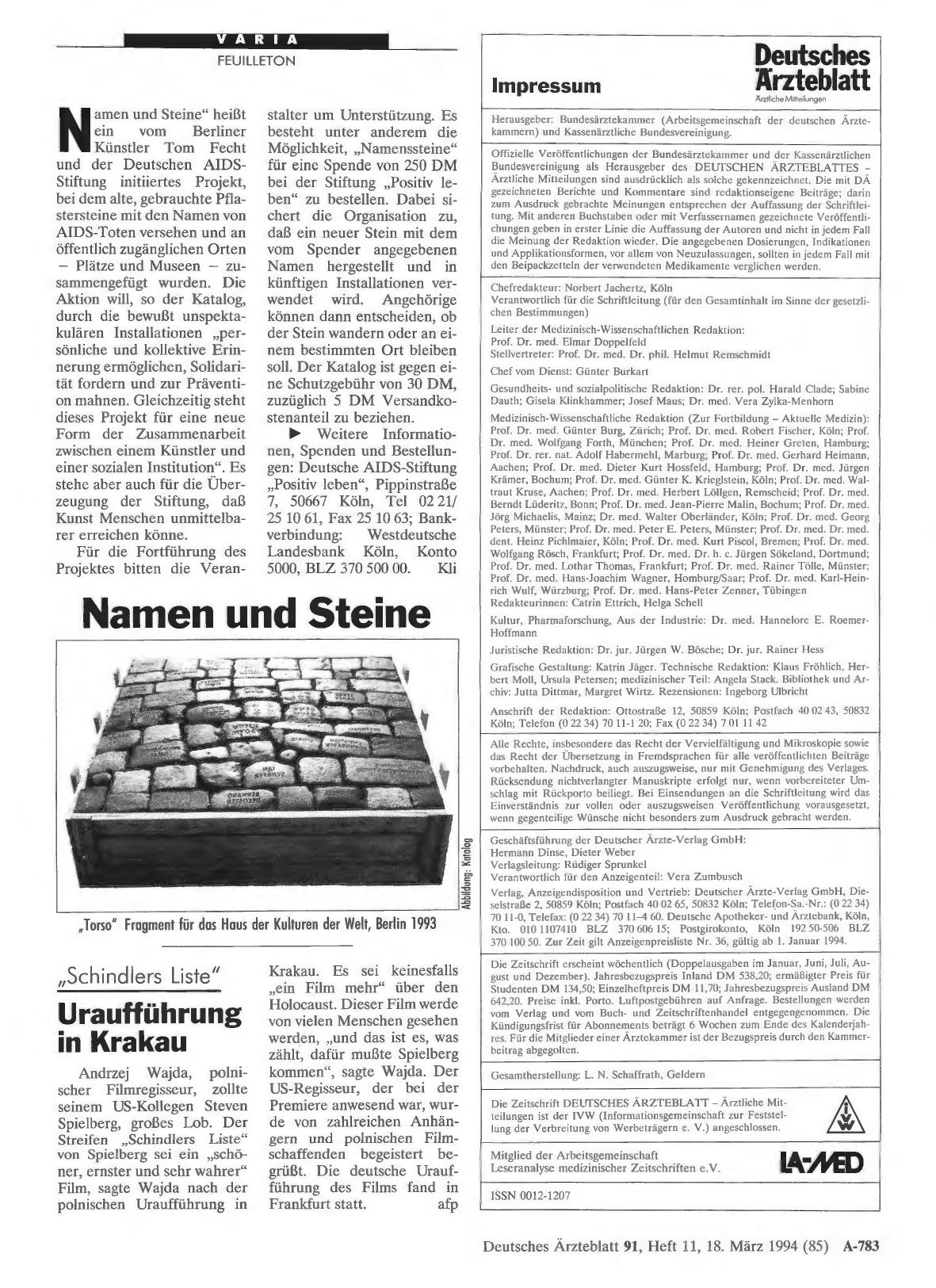 Vorschauseite 1: Schindlers Liste“: Uraufführung in Krakau
