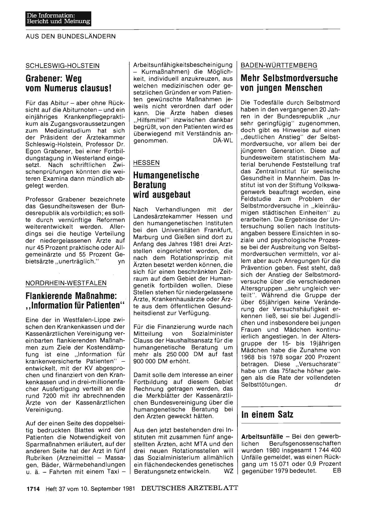 Vorschauseite 1: SCHLESWIG-HOLSTEIN: Grabener: Weg vom Numerus clausus!