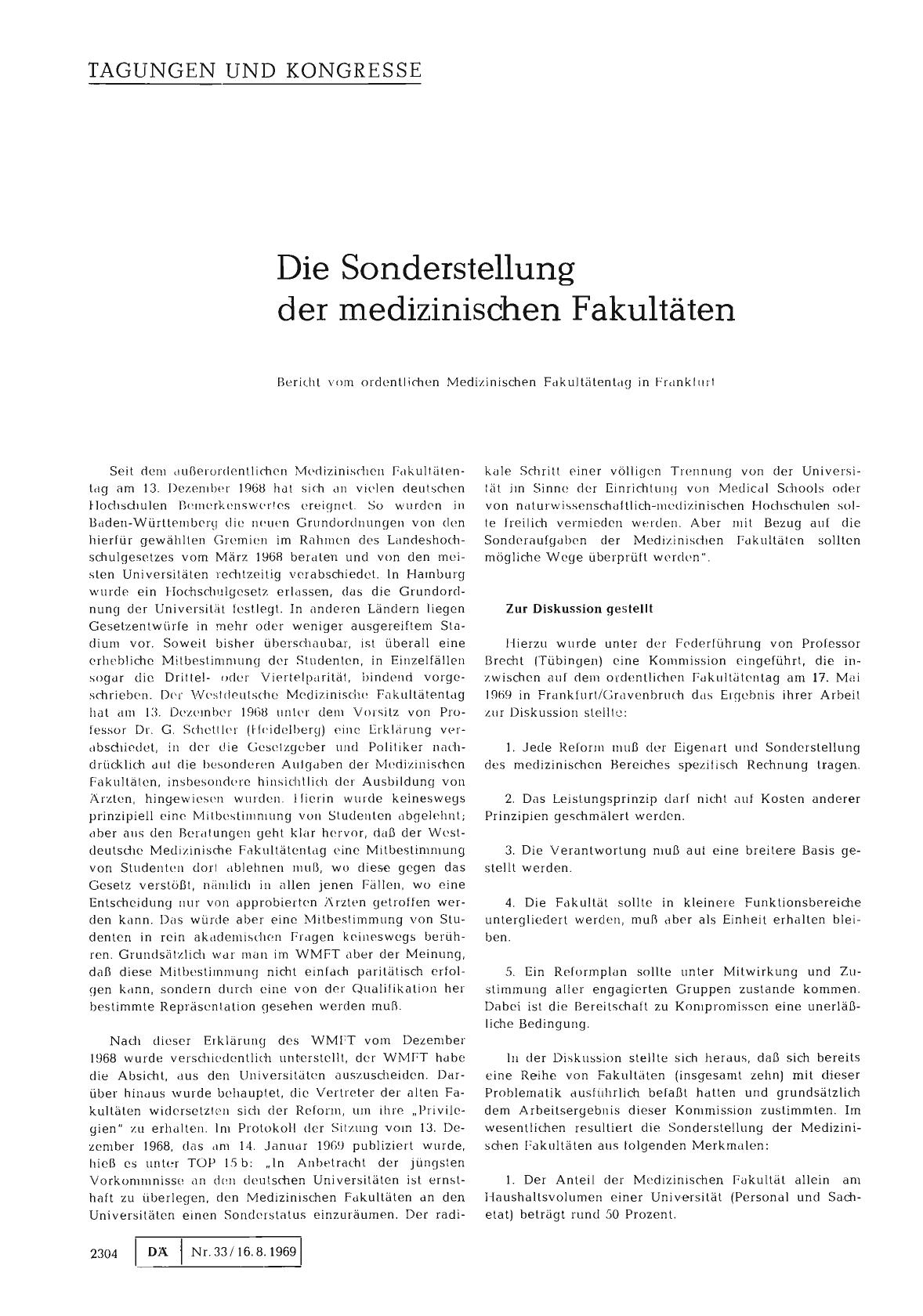 Vorschauseite 1: Die Sonderstellung der medizinischen Fakultäten