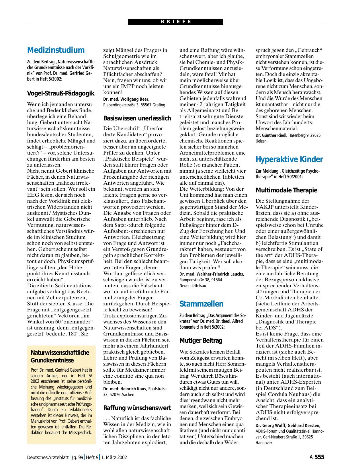 Vorschauseite 1: Medizinstudium: Raffung wünschenswert
