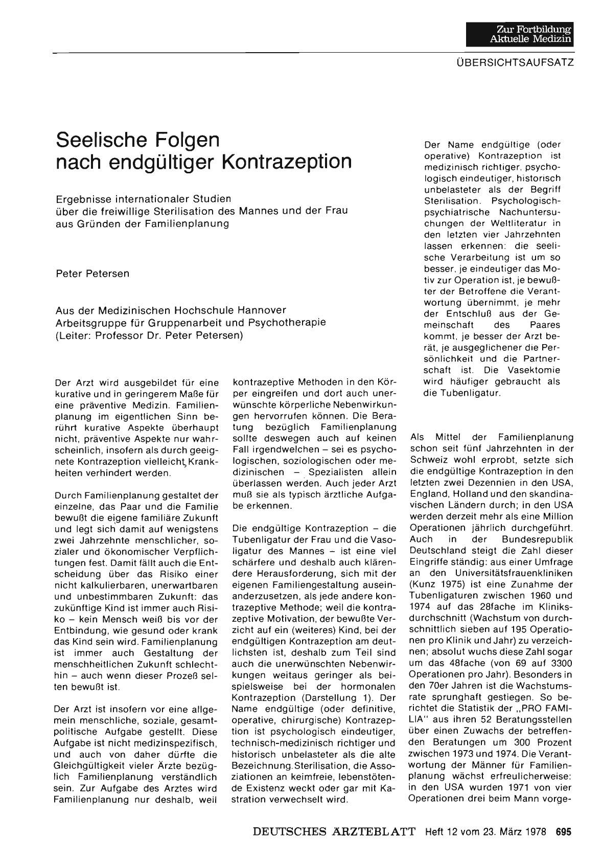 Vorschauseite 1: Seelische Folgen nach endgültiger Kontrazeption