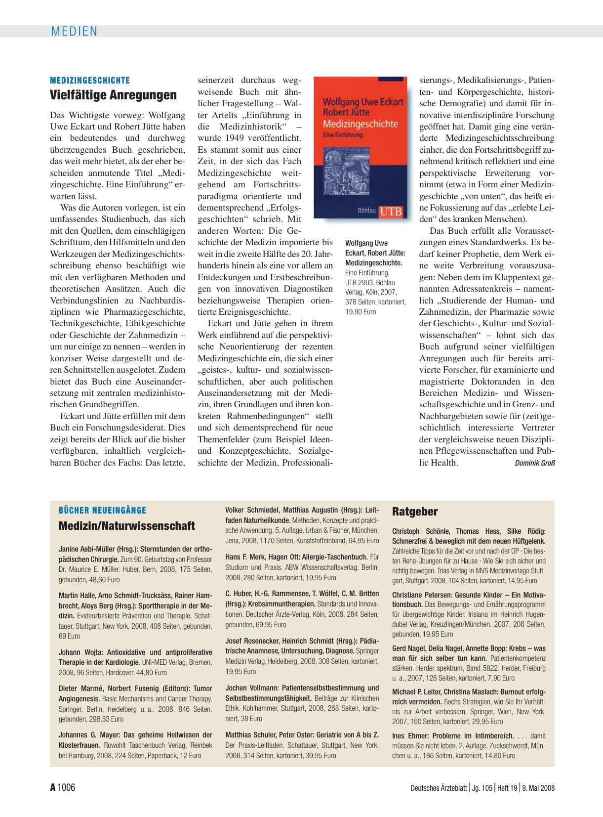 Vorschauseite 1: Bücher Neueingänge: Medizin/Naturwissenschaft