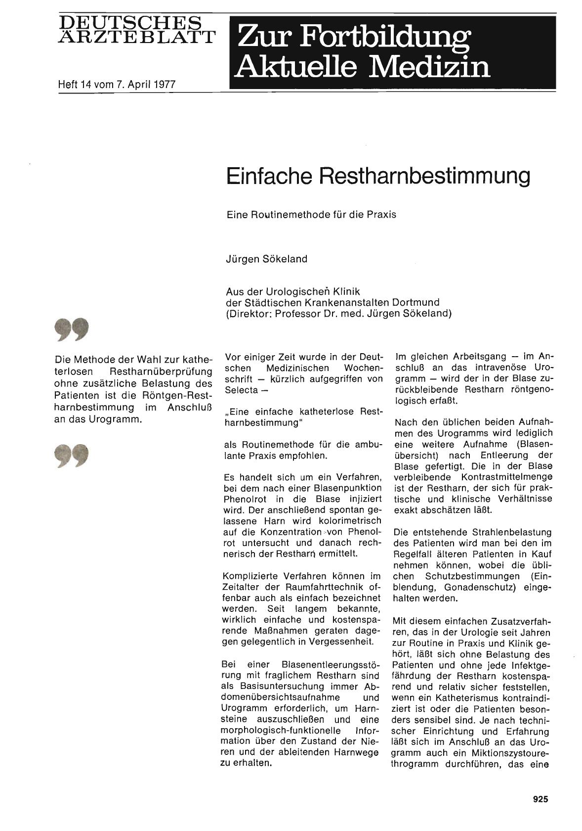Vorschauseite 1: Einfache Restharnbestimmung