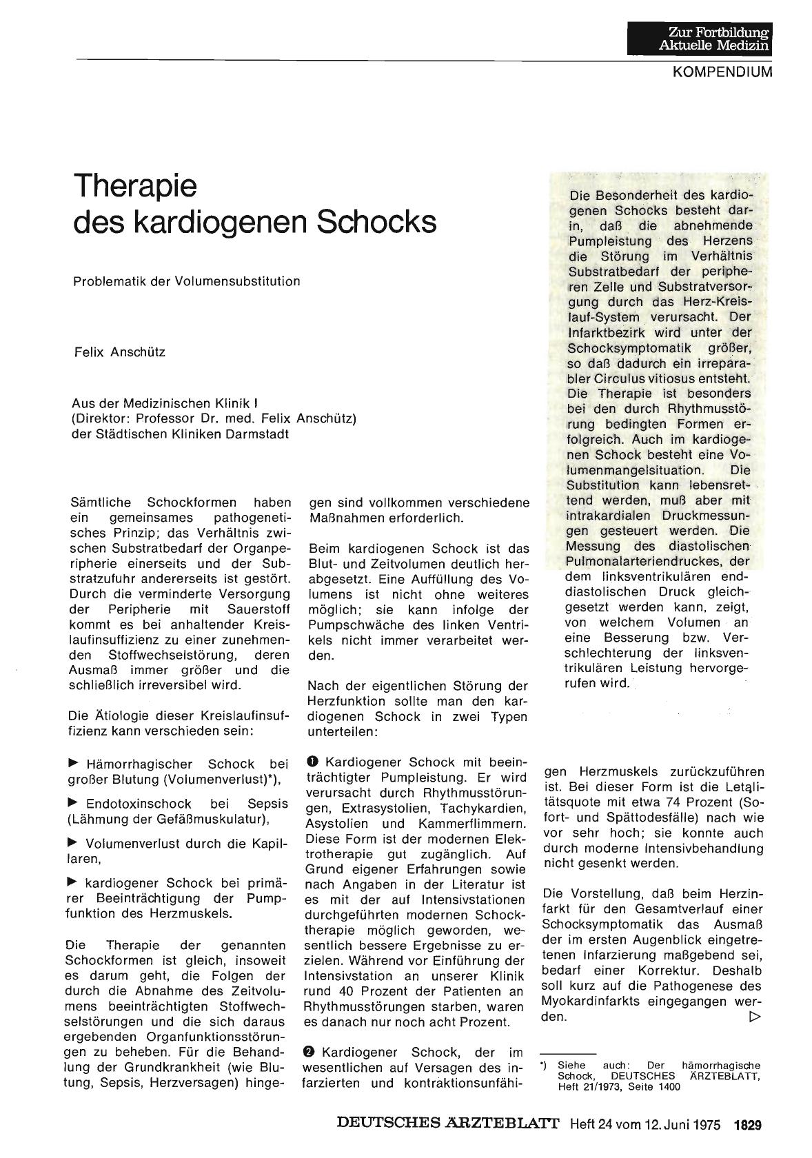 Vorschauseite 1: Therapie des kardiogenen Schocks