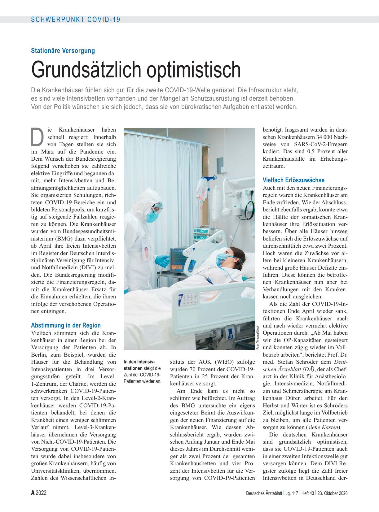 Vorschauseite 1: Stationäre Versorgung: Grundsätzlich optimistisch