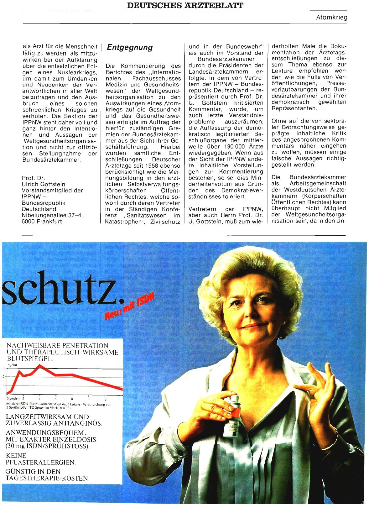 Vorschauseite 1: Auswirkungen eines Atomkriegs auf das Gesundheitswesen (II): Entgegnung