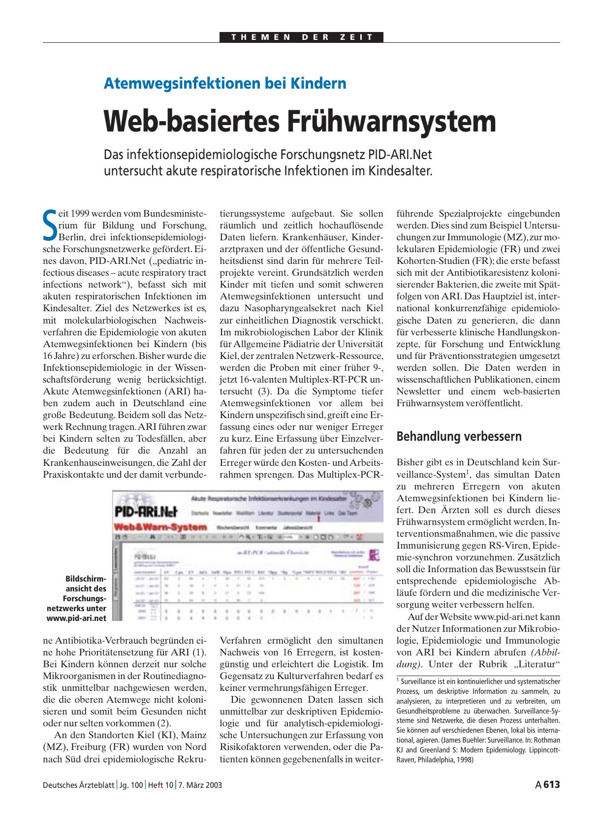 Vorschauseite 1: Atemwegsinfektionen bei Kindern: Web-basiertes Frühwarnsystem