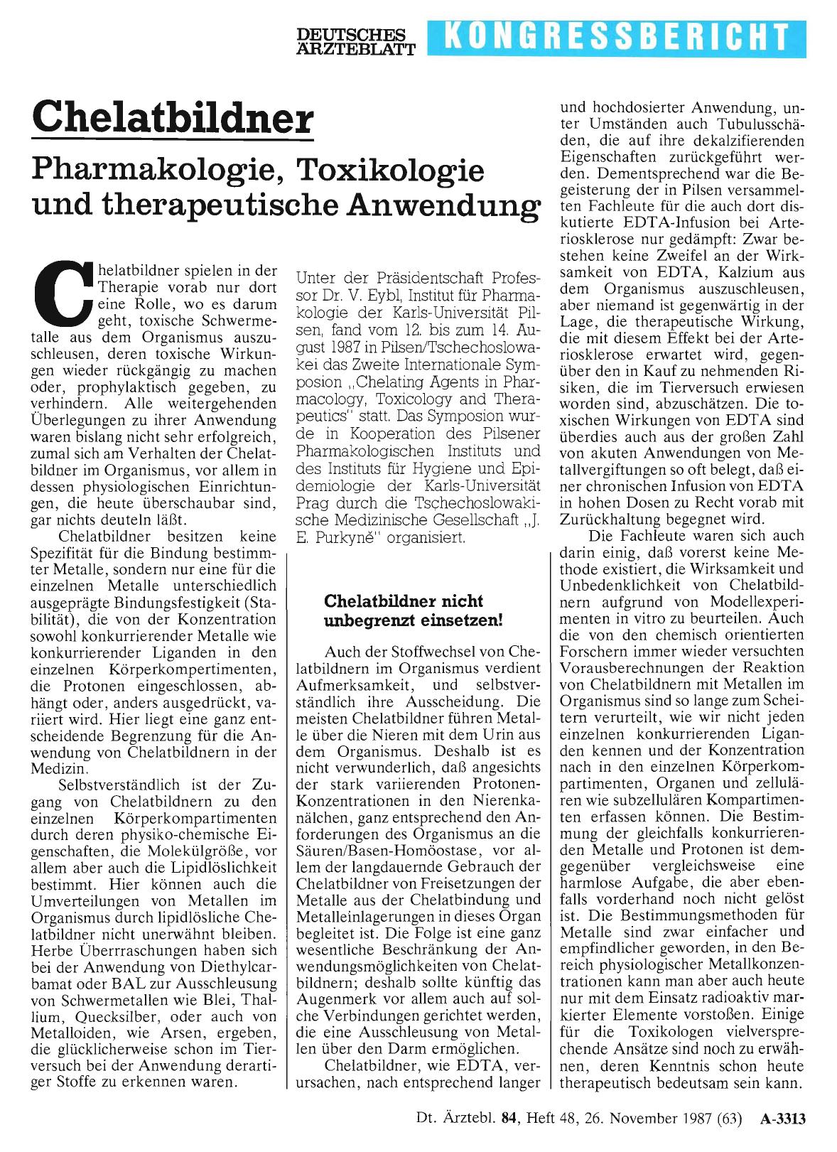 Vorschauseite 1: Chelatbildner: Pharmakologie, Toxikologie und therapeutische Anwendung