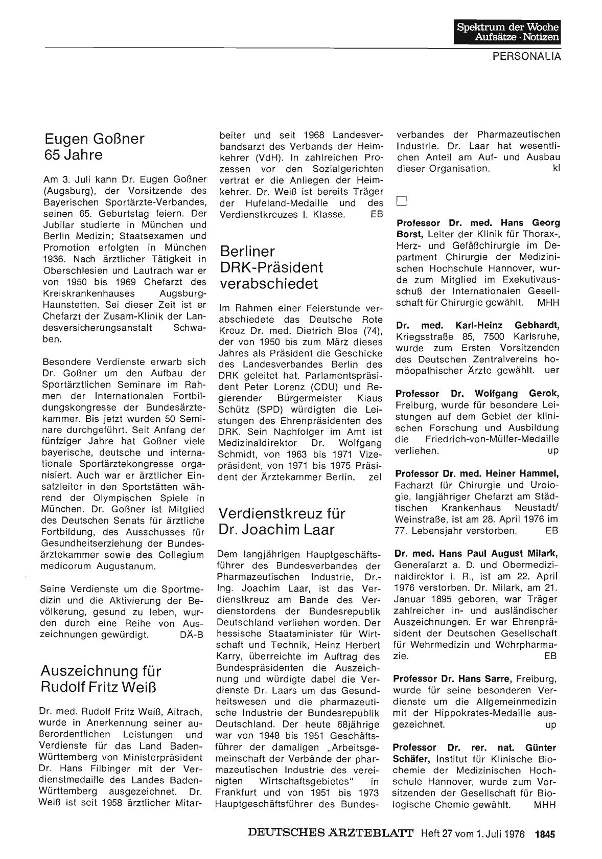Vorschauseite 1: Dr. med. Hans Paul August Milark