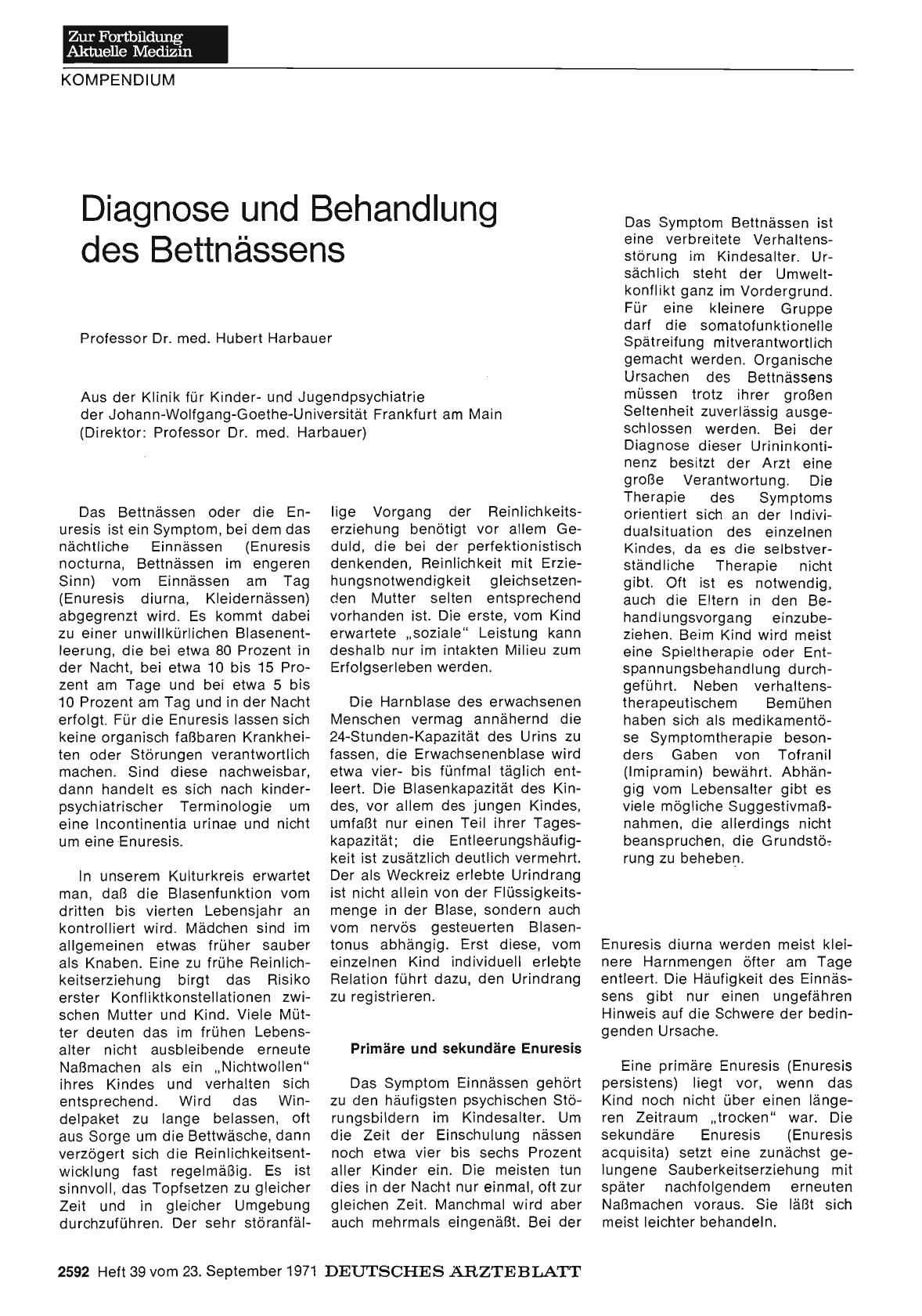 Vorschauseite 1: Diagnose und Behandlung des Bettnässens