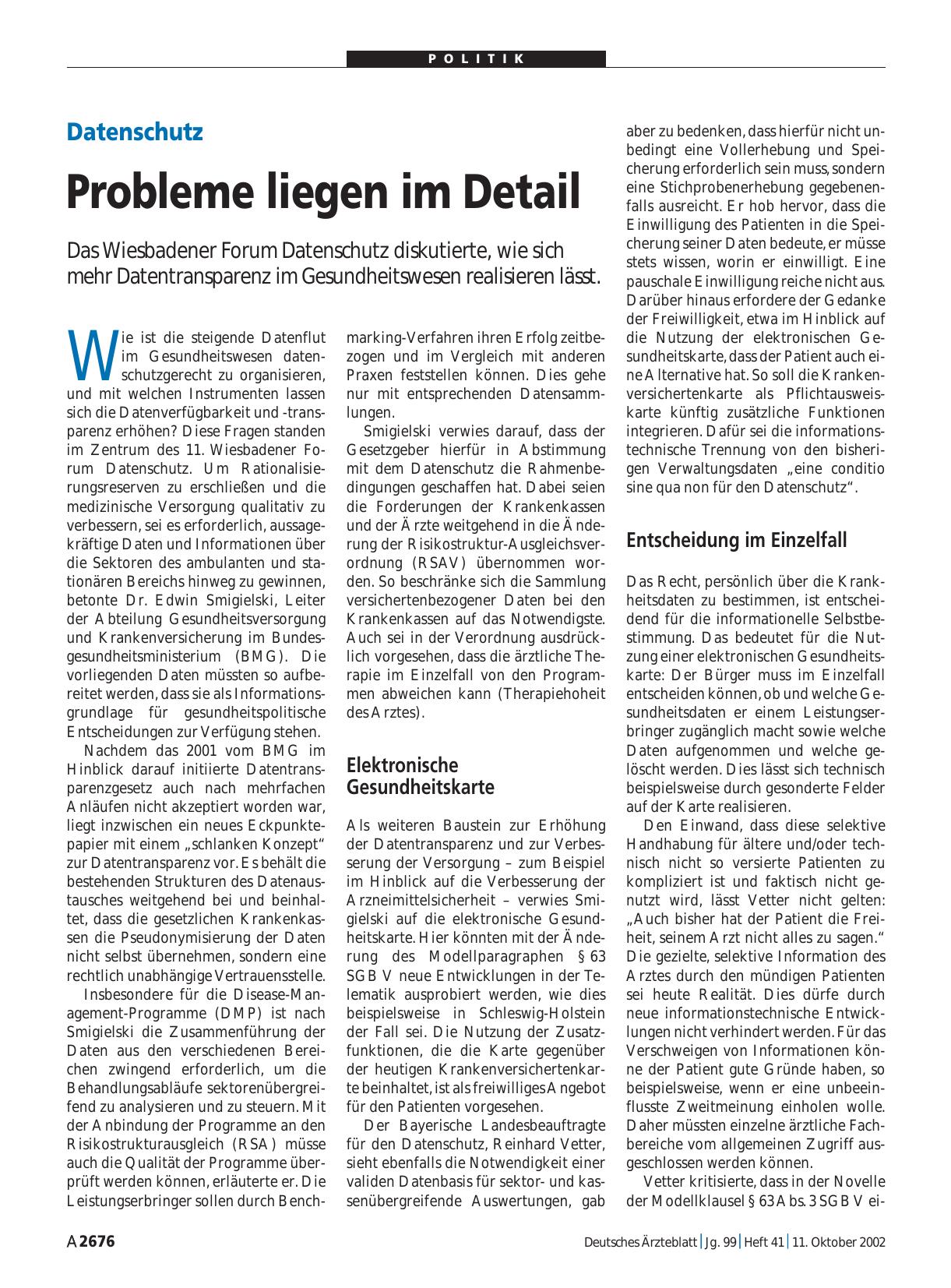 Vorschauseite 1: Datenschutz: Probleme liegen im Detail