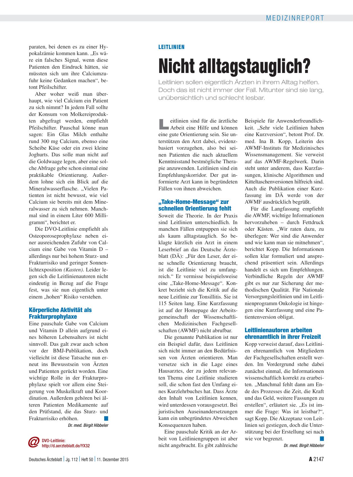 Vorschauseite 1: Leitlinien: Nicht alltagstauglich?