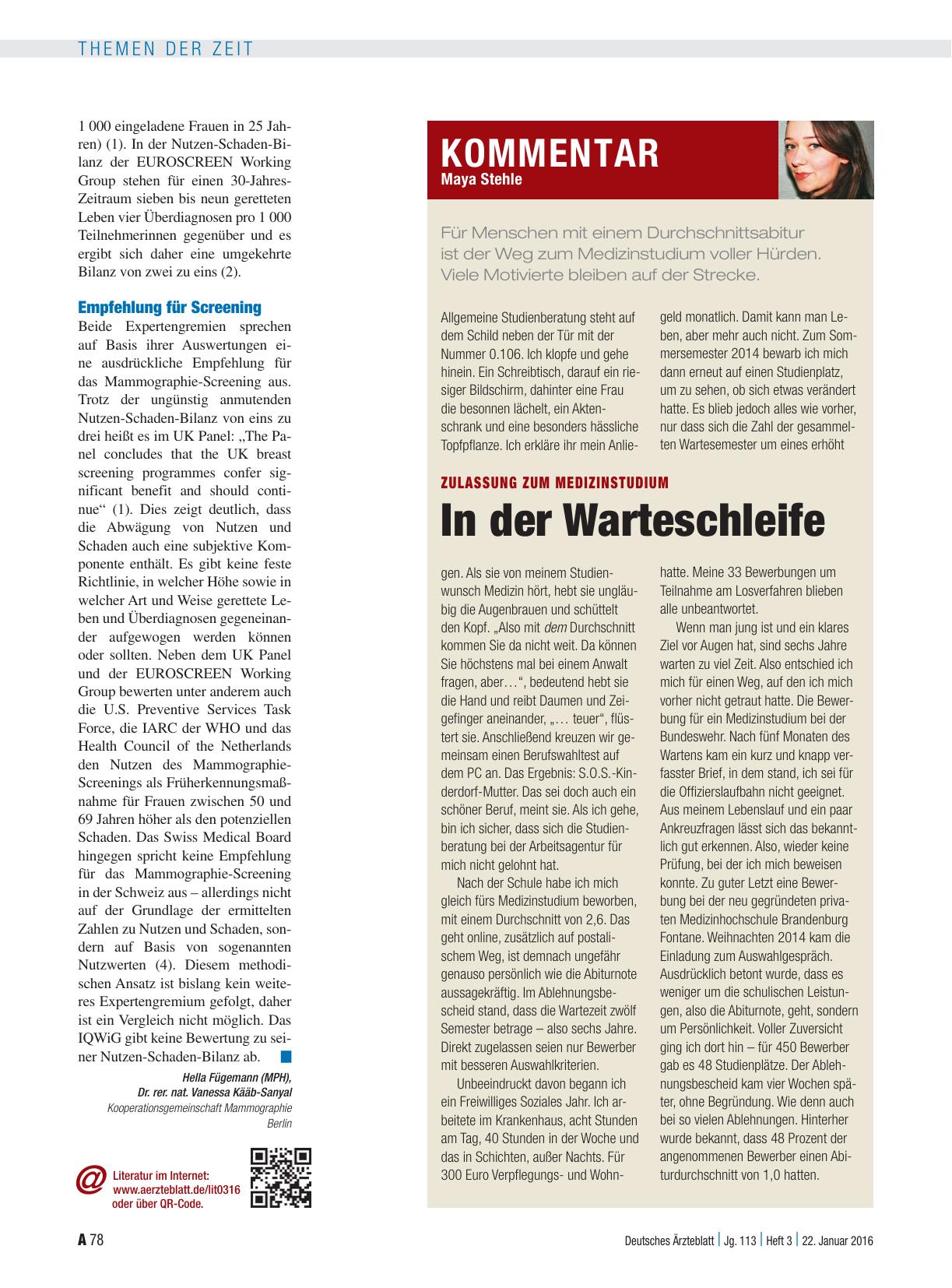 Vorschauseite 1: Zulassung zum Medizinstudium: In der Warteschleife