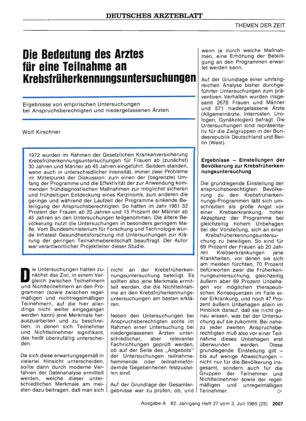 Vorschauseite 1: Die Bedeutung des Arztes für eine Teilnahme an Krebsfrüherkennungsuntersuchungen