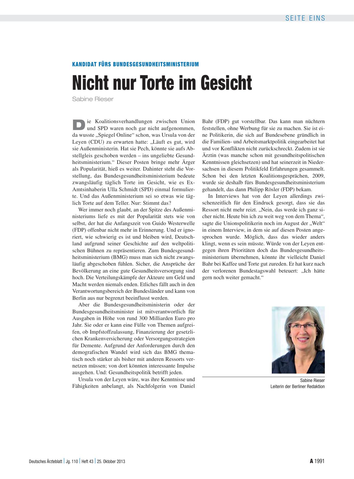Vorschauseite 1: Kandidat fürs Bundesgesundheitsministerium: Nicht nur Torte im Gesicht