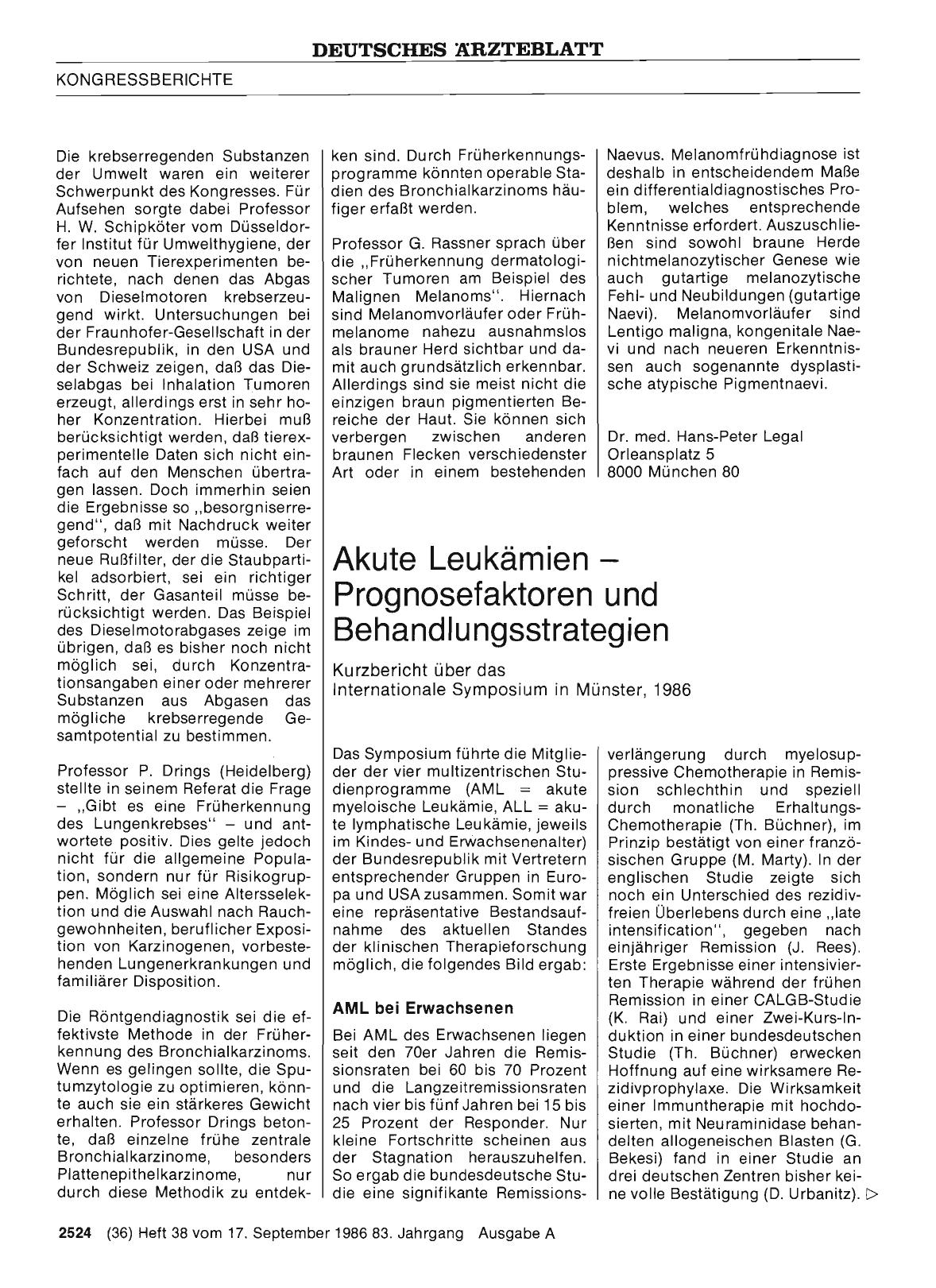 Vorschauseite 1: Akute Leukämien — Prognosefaktoren und Behandlungsstrategien