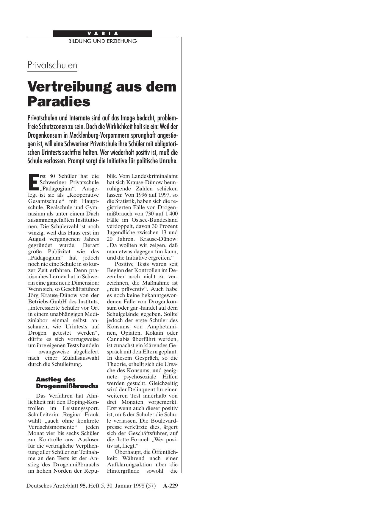 Vorschauseite 1: Privatschulen: Vertreibung aus dem Paradies