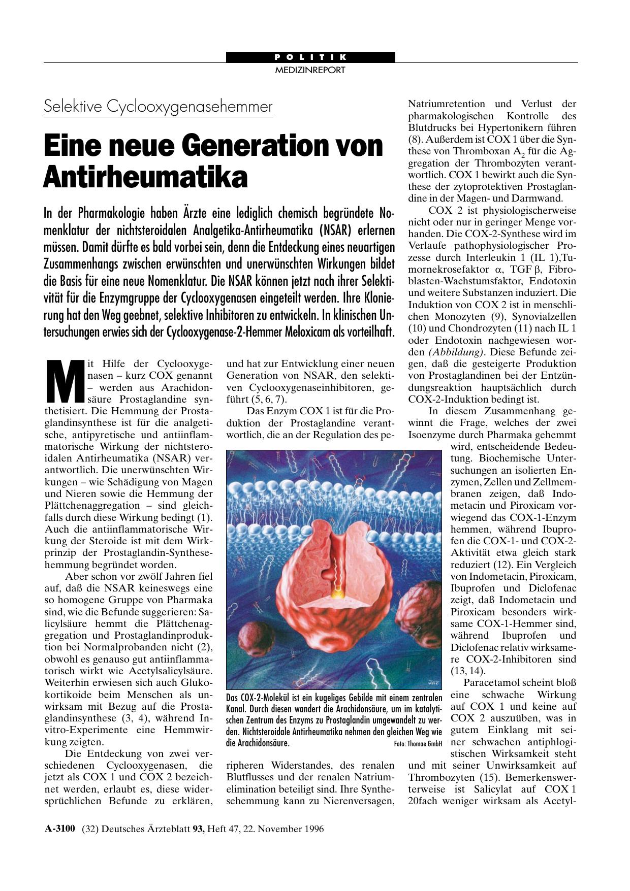 Vorschauseite 1: Selektive Cyclooxygenasehemmer: Eine neue Generation von Antirheumatika