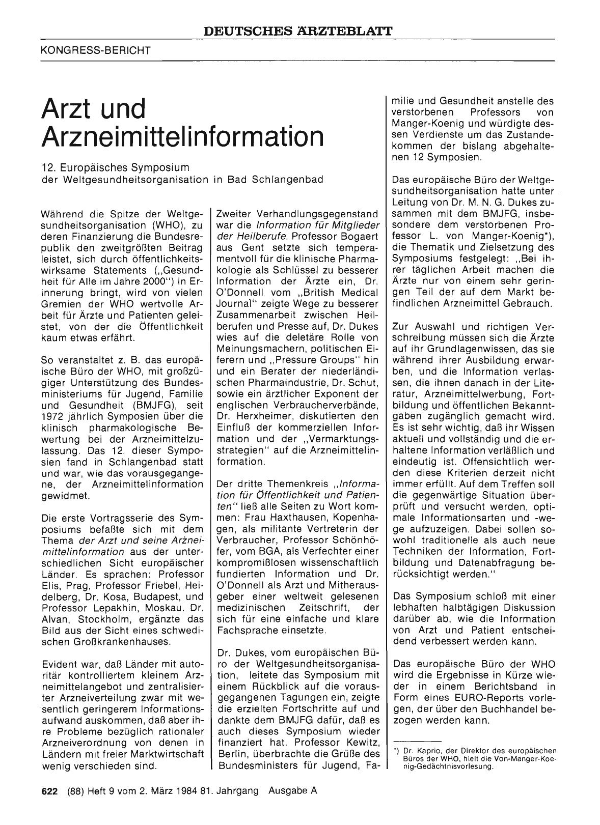 Vorschauseite 1: Arzt und Arzneimittelinformation
